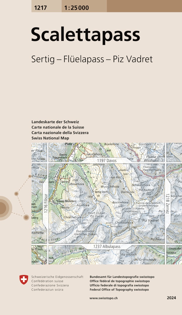 Online bestellen: Wandelkaart - Topografische kaart 1217 Scalettapass | Swisstopo