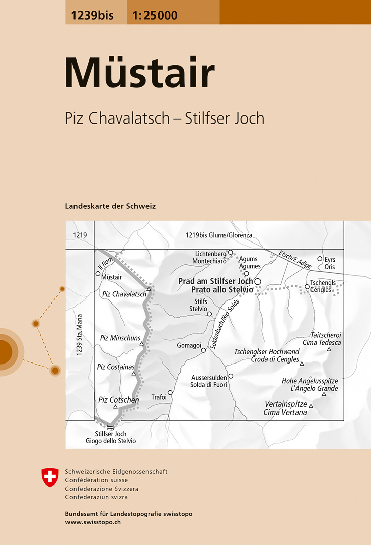 Online bestellen: Wandelkaart - Topografische kaart 1239bis Müstair | Swisstopo