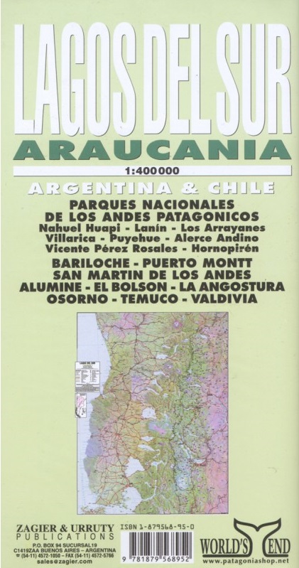 Online bestellen: Wegenkaart - landkaart Lagos del Sur - Araucania - Puerto Montt - Bariloche | Zagier & Urruty