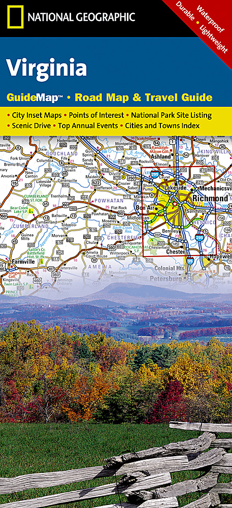 Online bestellen: Wegenkaart - landkaart State Guide Map Virginia | National Geographic