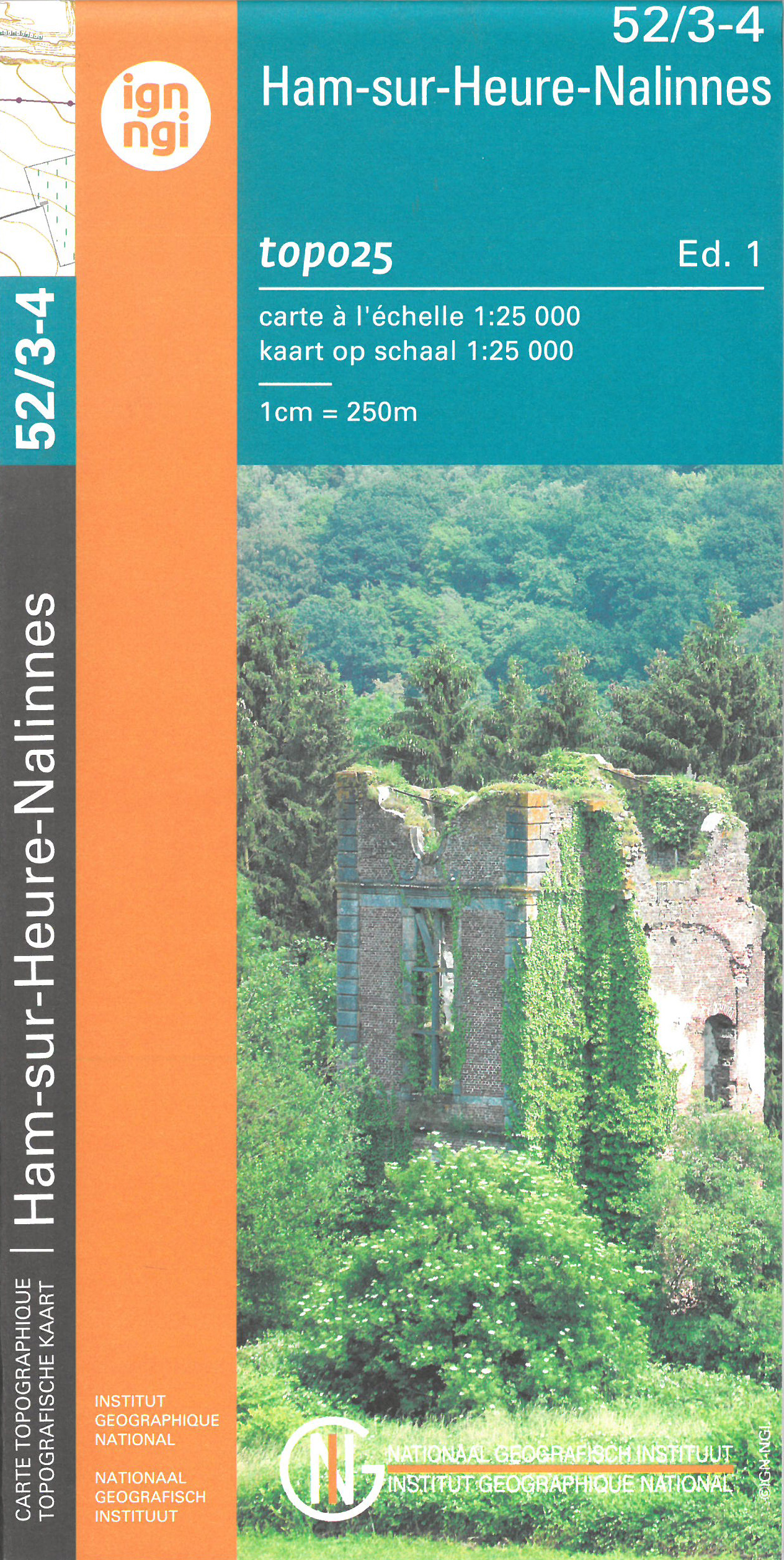 Online bestellen: Wandelkaart - Topografische kaart 52/3-4 Topo25 Nalinnes - Ham sur Heure | NGI - Nationaal Geografisch Instituut