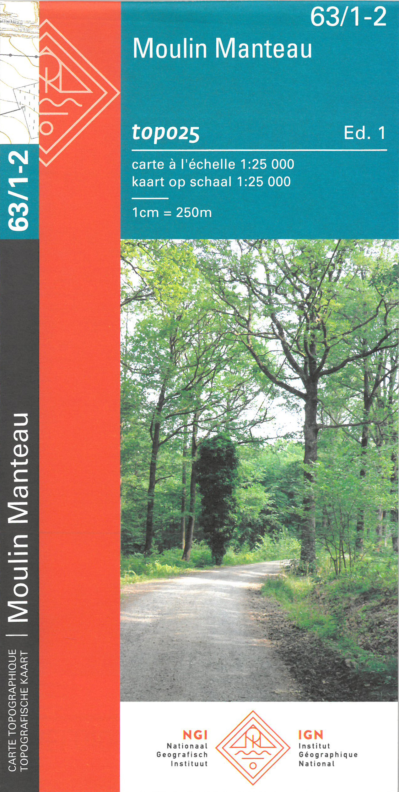 Online bestellen: Wandelkaart - Topografische kaart 63/1-2 Topo25 Moulin Manteau | NGI - Nationaal Geografisch Instituut