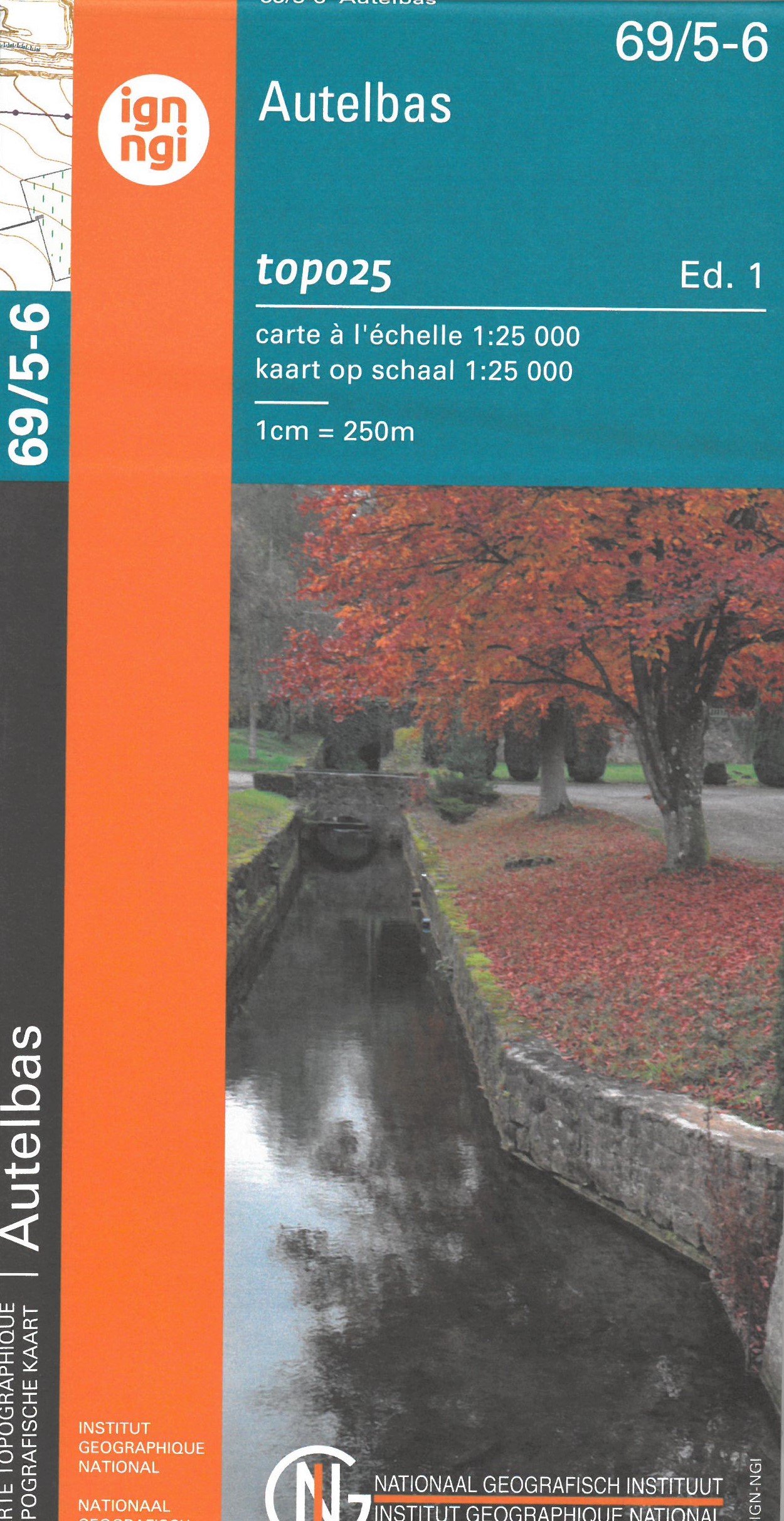 Online bestellen: Topografische kaart - Wandelkaart 69/5-6 Topo25 Autelbas | NGI - Nationaal Geografisch Instituut