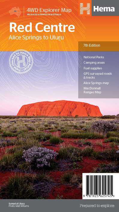 Online bestellen: Wegenkaart - landkaart Iconic Map The Red Centre - Alice Spring to Uluru - Australië | Hema Maps