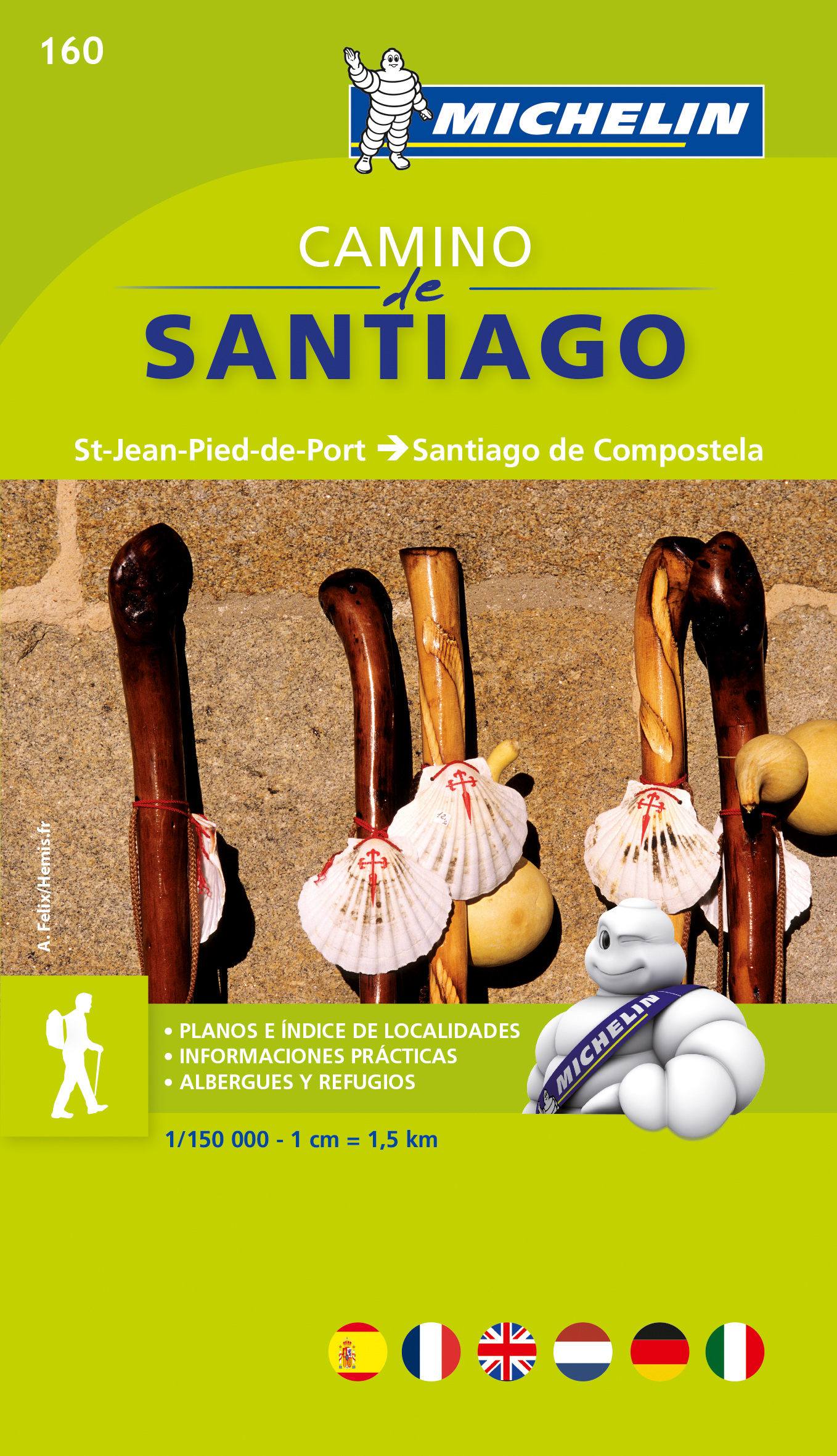 Online bestellen: Wandelatlas - Pelgrimsroute (kaart) 160 Camino de Santiago | Michelin