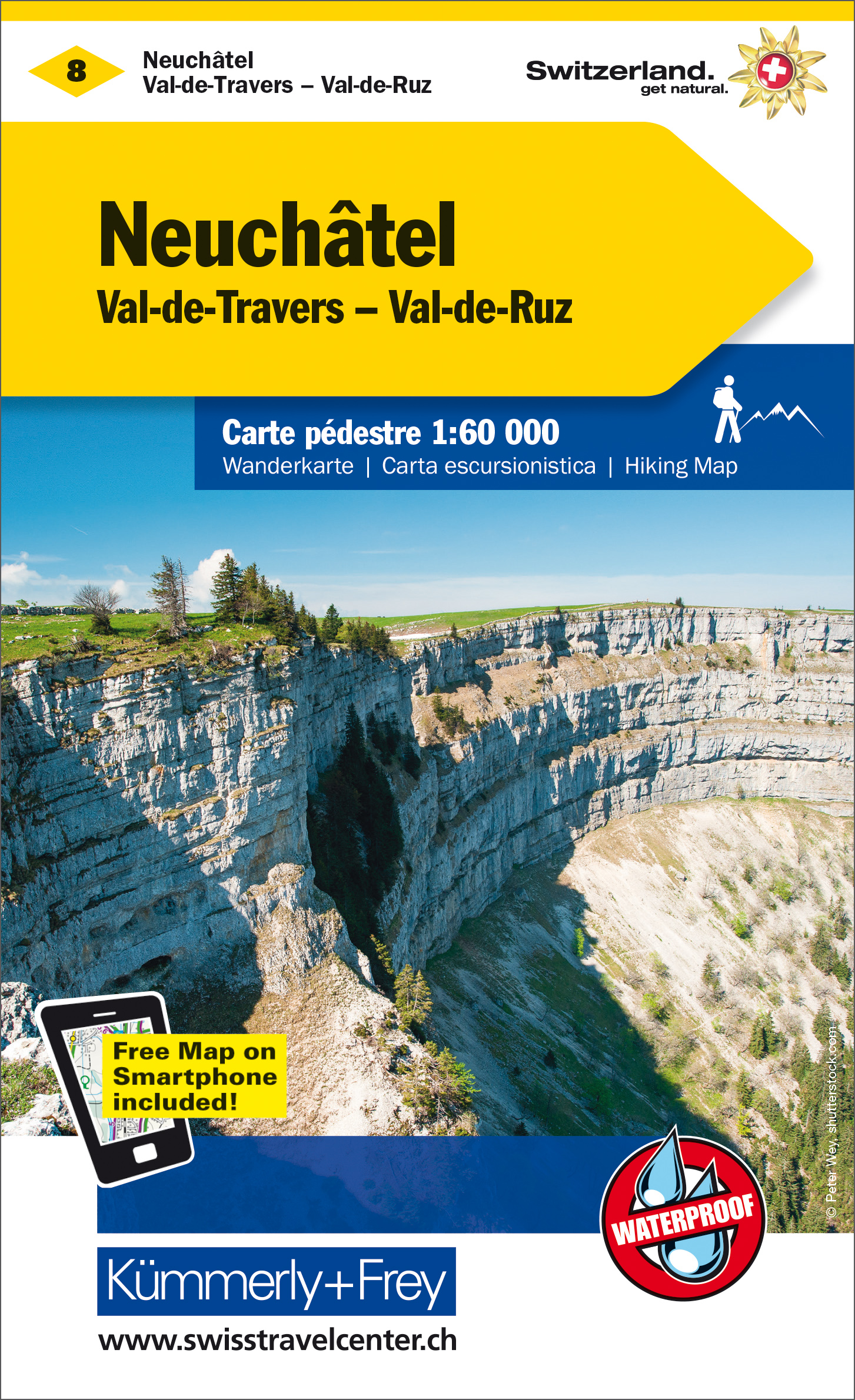 Online bestellen: Wandelkaart 8 Neuchâtel - Val de Travers - Murtensee, Zwitserse Jura | Kümmerly & Frey