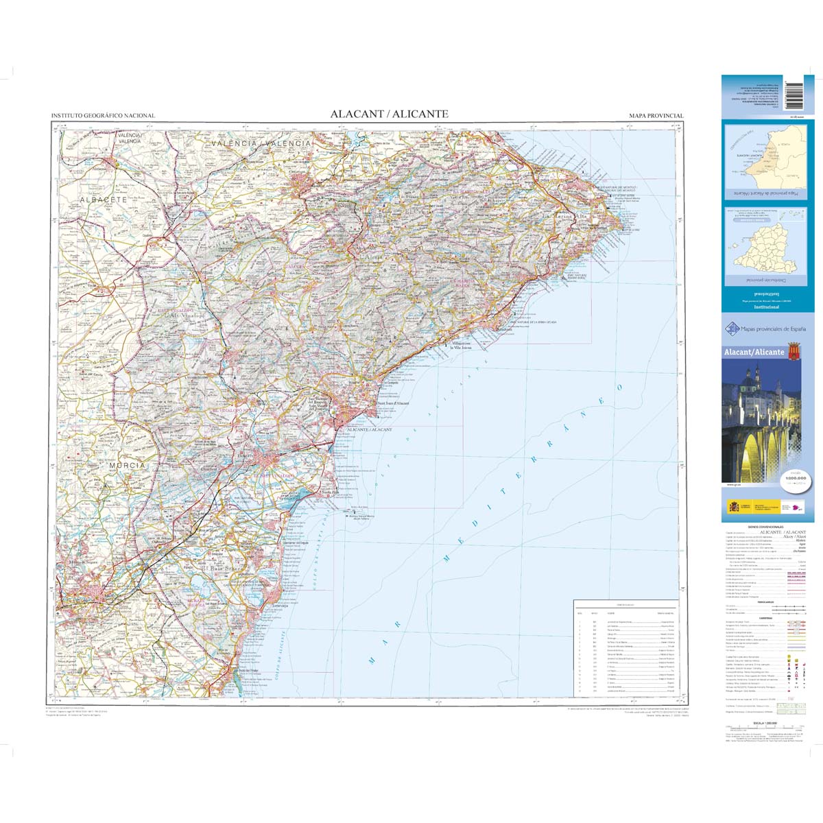 Online bestellen: Wegenkaart - landkaart Mapa Provincial Alicante | CNIG - Instituto Geográfico Nacional