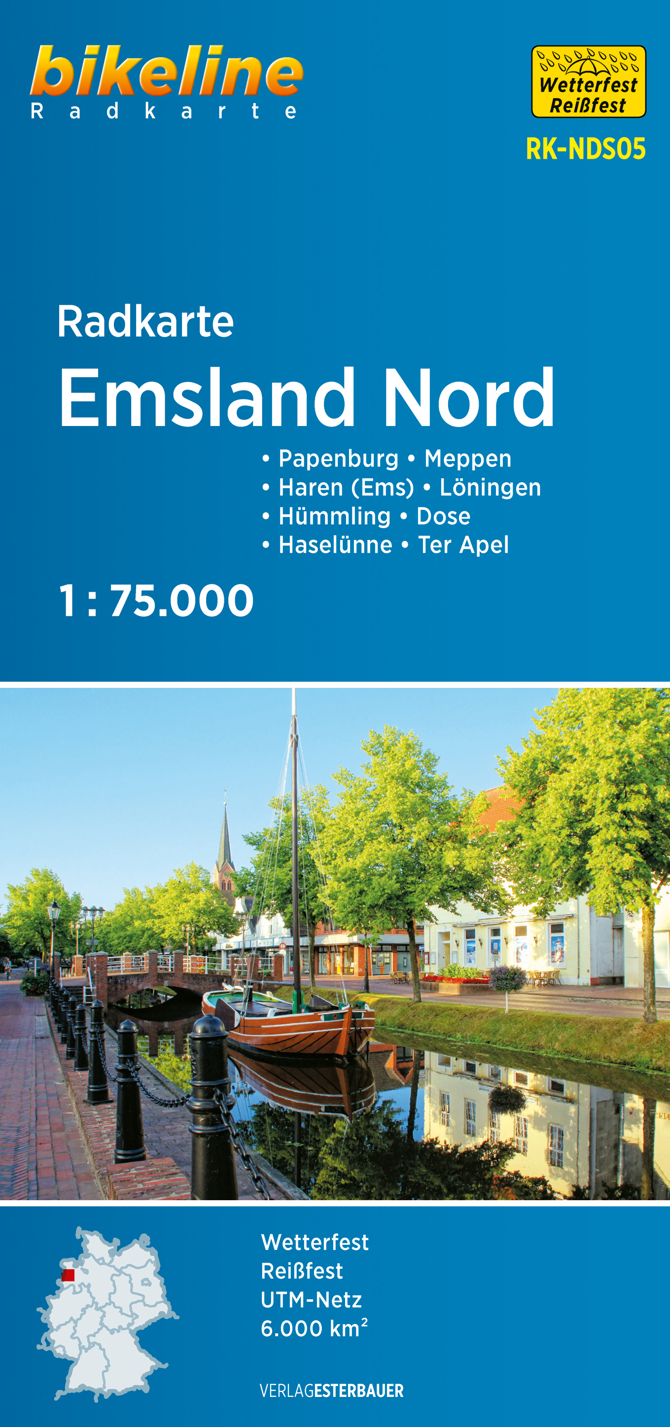 Online bestellen: Fietskaart NDS05 Bikeline Radkarte Emsland Nord | Esterbauer