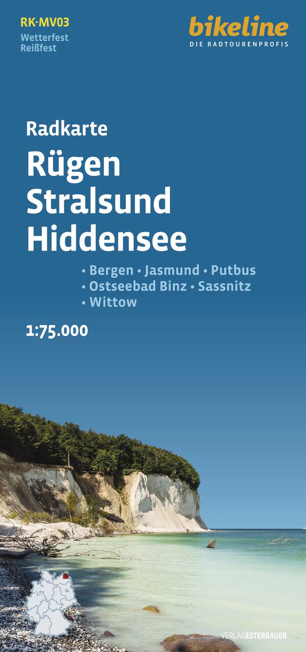 Online bestellen: Fietskaart MV03 Bikeline Radkarte Rügen - Stralsund - Hiddensee | Esterbauer