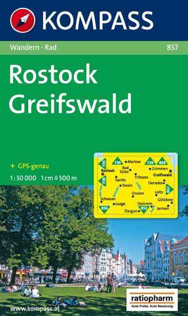 Wandelkaart WK 857 Rostock-Greifswald | Kompass | 