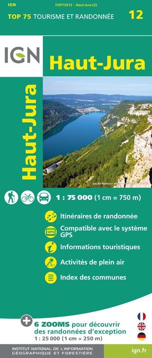 Online bestellen: Fietskaart - Wandelkaart 75012 Parc naturel régional Haut-Jura | IGN - Institut Géographique National