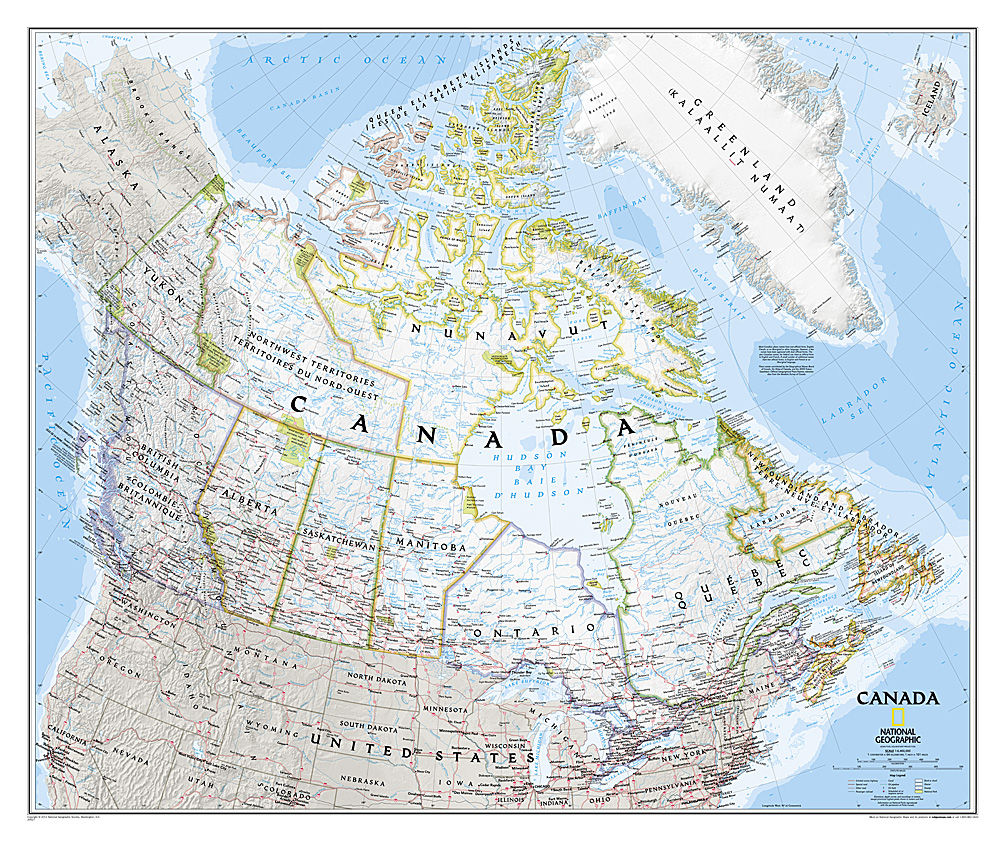 Online bestellen: Wandkaart 20527 Canada, 97 x 82 cm | National Geographic