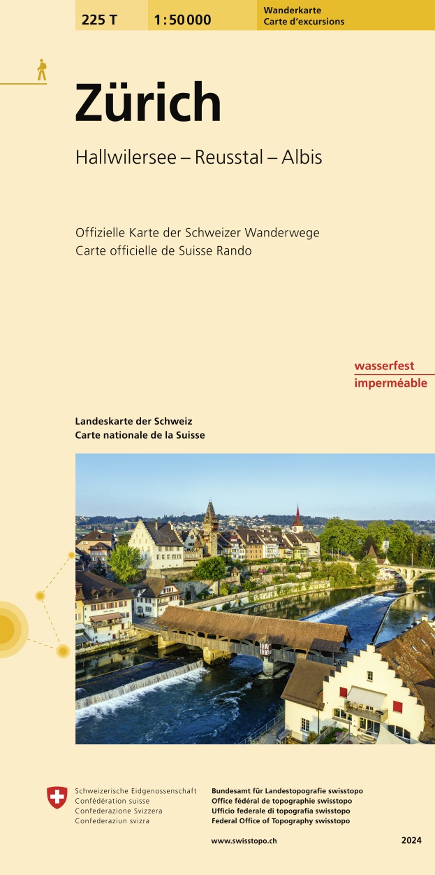 Online bestellen: Wandelkaart 225T Zürich | Swisstopo