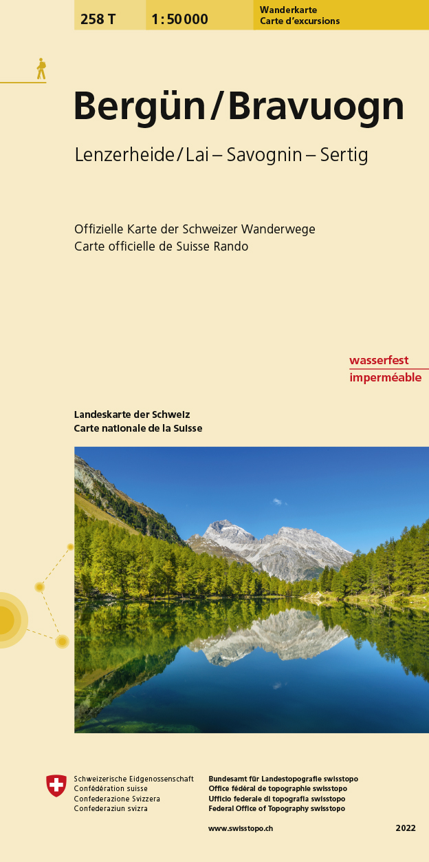 Online bestellen: Wandelkaart 258T Bergün/Bravuogn | Swisstopo