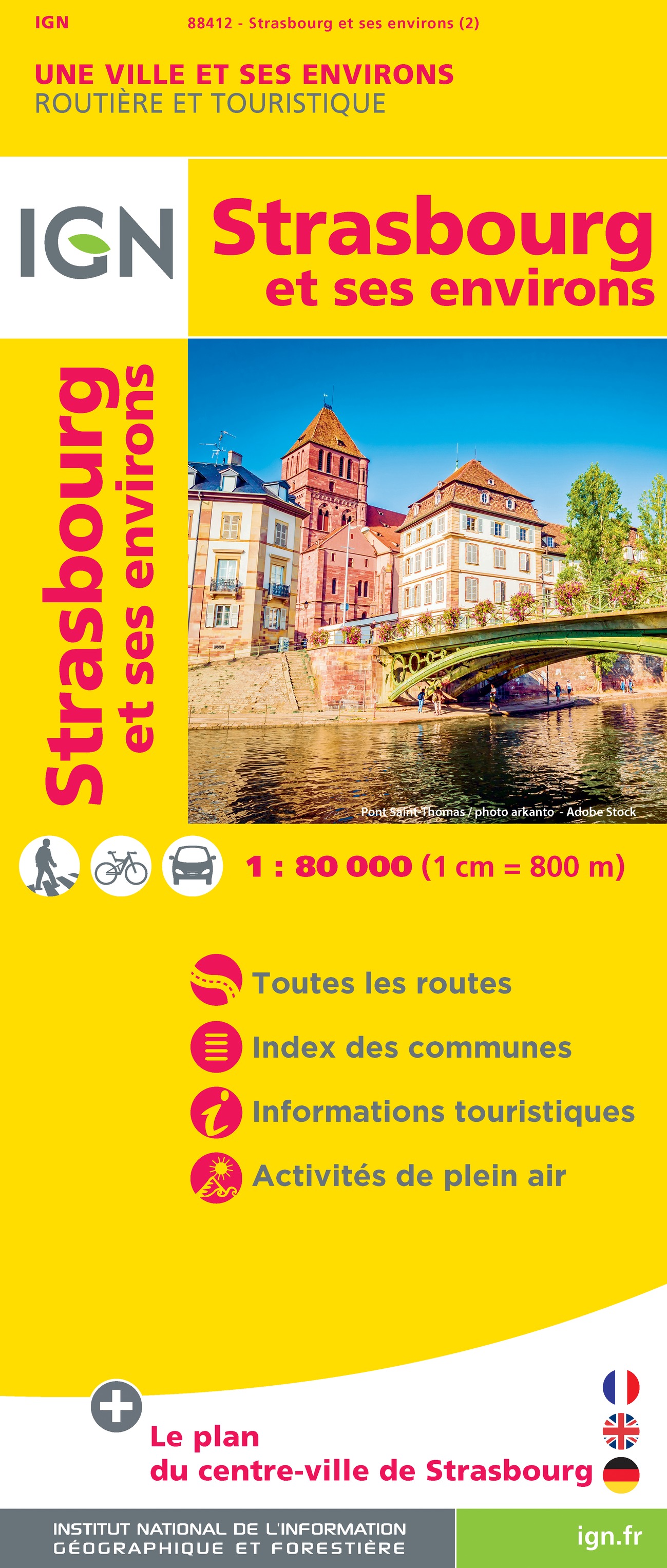 Online bestellen: Wegenkaart - landkaart - Fietskaart - Stadsplattegrond 88412 Strasbourg | IGN - Institut Géographique National