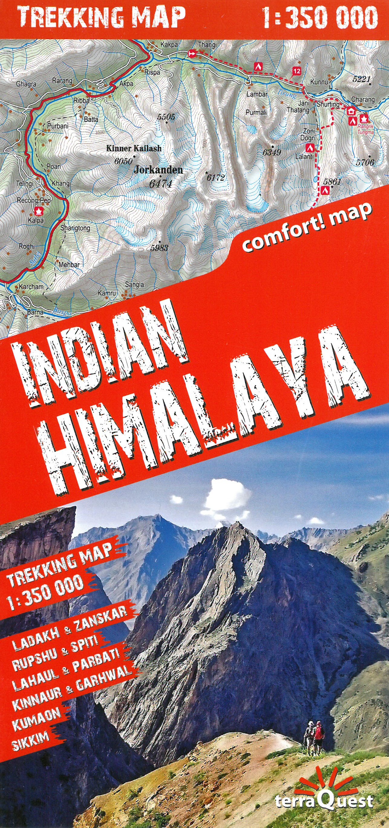 Wandelkaart Trekking map India…