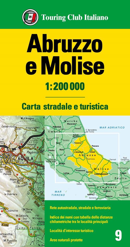 Online bestellen: Fietskaart - Wegenkaart - landkaart 9 Abruzzo Molise - Abruzzen | Touring Club Italiano