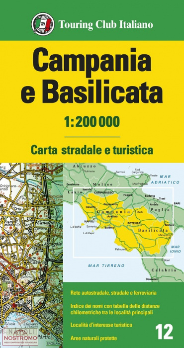 Online bestellen: Fietskaart - Wegenkaart - landkaart 12 Campania e Basilicata, Campanië, Campanie | Touring Club Italiano