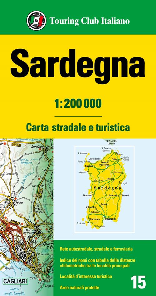 Online bestellen: Fietskaart - Wegenkaart - landkaart 15 Sardegna, Sardinië, Sardinie | Touring Club Italiano